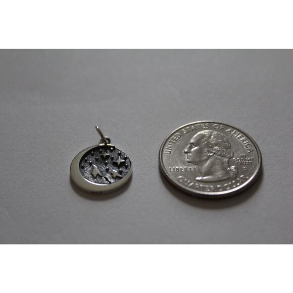 Sterling Silver Snow Cap Mountain Charm with Moon Charm - Picture 4 of 4